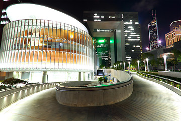 Image showing modern office building in downtown city at night