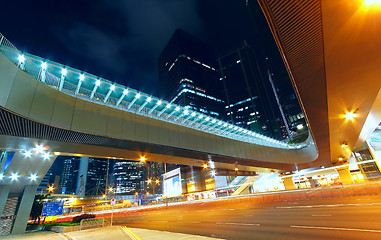 Image showing Modern urban landscape and the bustling streets in the evening 