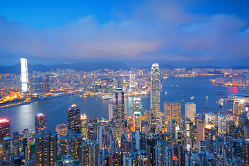 Image showing Hong Kong skyline from Victoria Peak at sunrise 