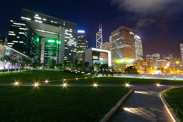 Image showing modern office building in downtown city at night