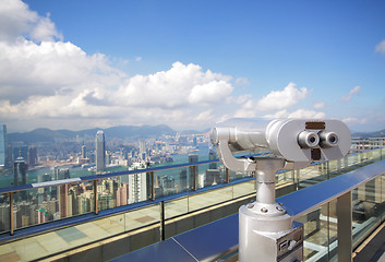 Image showing View point with telescope near hongkong,china 