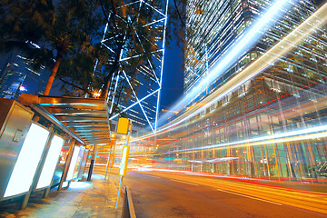 Image showing traffic city and Blank billboard on sidewalk 