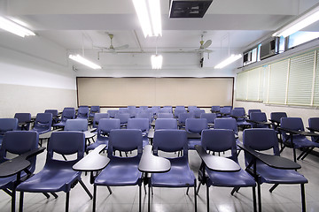 Image showing empty classroom with chair and board 