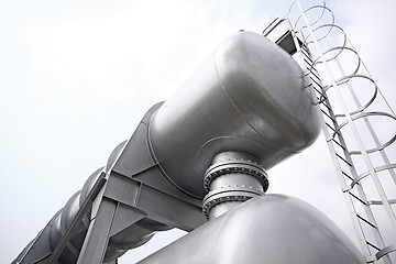 Image showing Big gas container against sky 