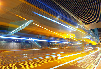 Image showing Modern urban landscape and the bustling streets in the evening 