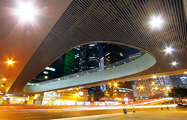 Image showing Modern urban landscape and the bustling streets in the evening 