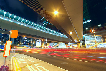 Image showing Modern urban landscape and the bustling streets in the evening 