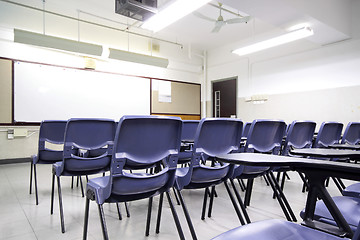 Image showing empty classroom with chair and board 