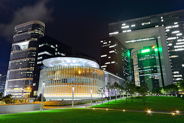 Image showing modern office building in downtown city at night