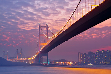 Image showing bridge in sunset , under view