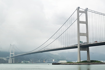 Image showing Tsing ma bridge in mist