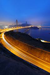 Image showing Ting Kau bridge at sunset