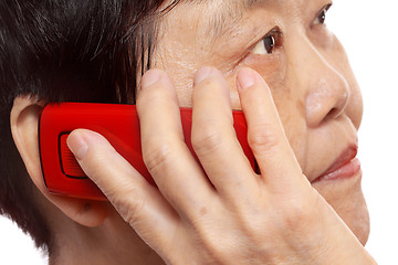 Image showing Senior Woman Talking On Mobile Phone