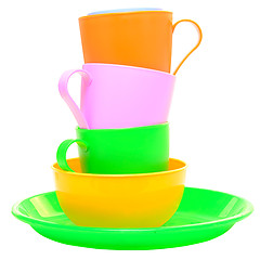 Image showing plastic cups and plates