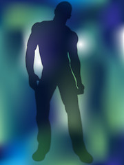 Image showing Sexy Boy Silhouette on Colorful Background