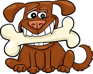 Image showing Cartoon Dog with big bone