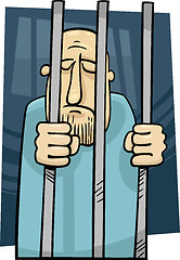 Image showing cartoon illustration of jailed man