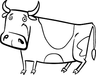 Image showing cartoon illustration of farm cow for coloring