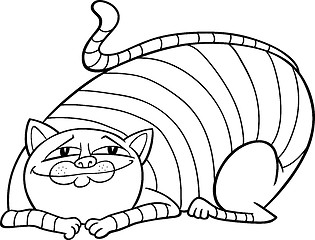 Image showing tabby fat cat cartoon for coloring