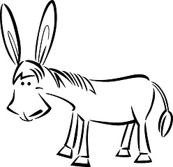 Image showing cartoon illustration of donkey for coloring