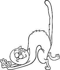 Image showing stretching cat cartoon for coloring