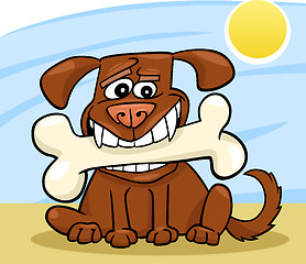 Image showing Cartoon Dog with big bone