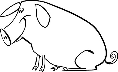 Image showing Cartoon pig for coloring page