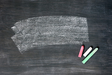 Image showing Smudged blackboard background with chalk and copy space