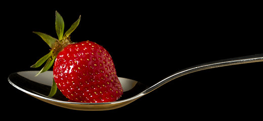 Image showing red,fresh strawberry on spoon