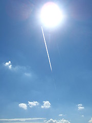 Image showing The bright blue sky and the sun