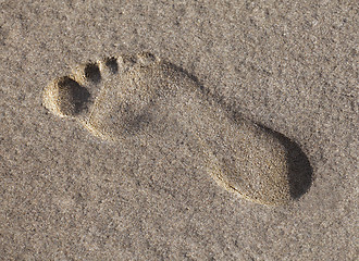 Image showing Footprint in the wet sand