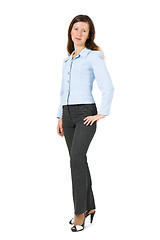 Image showing girl in a suit on a white background