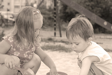 Image showing Two lovely kids playiing