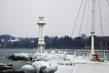 Image showing Frozen Geneva lighthouse