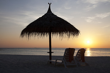 Image showing Beach sunset