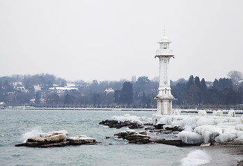 Image showing Frozen Geneva lighthouse