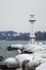 Image showing Frozen Geneva lighthouse