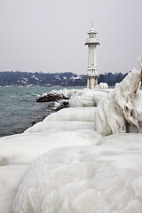 Image showing Geneva lighthouse in winter