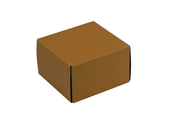 Image showing Yellow carton paper box isolated white background 