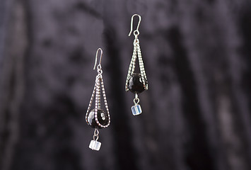 Image showing pendant earrings with black agate