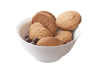 Image showing oatmeal cookies and chocolate candy