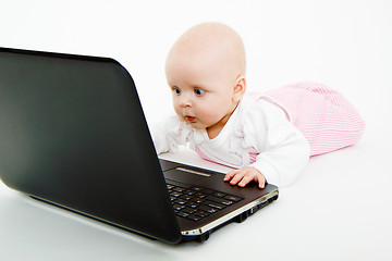 Image showing little kid with a laptop