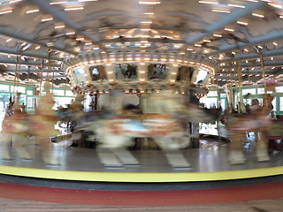 Image showing Fast moving carousel at Glen Echo park