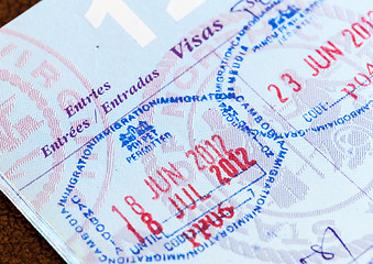 Image showing Visa stamps in US passport Thailand Cambodia