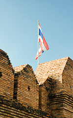 Image showing flag of thailand over wall