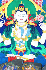 Image showing Ancient Tibetan wall painting art of buddha