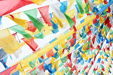 Image showing Tibetan prayer flags in the wind