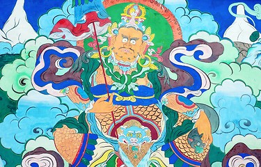 Image showing Ancient Tibetan wall painting art of buddha