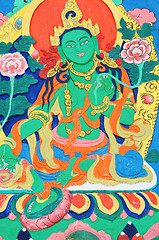 Image showing Ancient Tibetan wall painting art of buddha