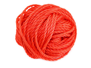 Image showing Red ball of yarn isolated on a white 